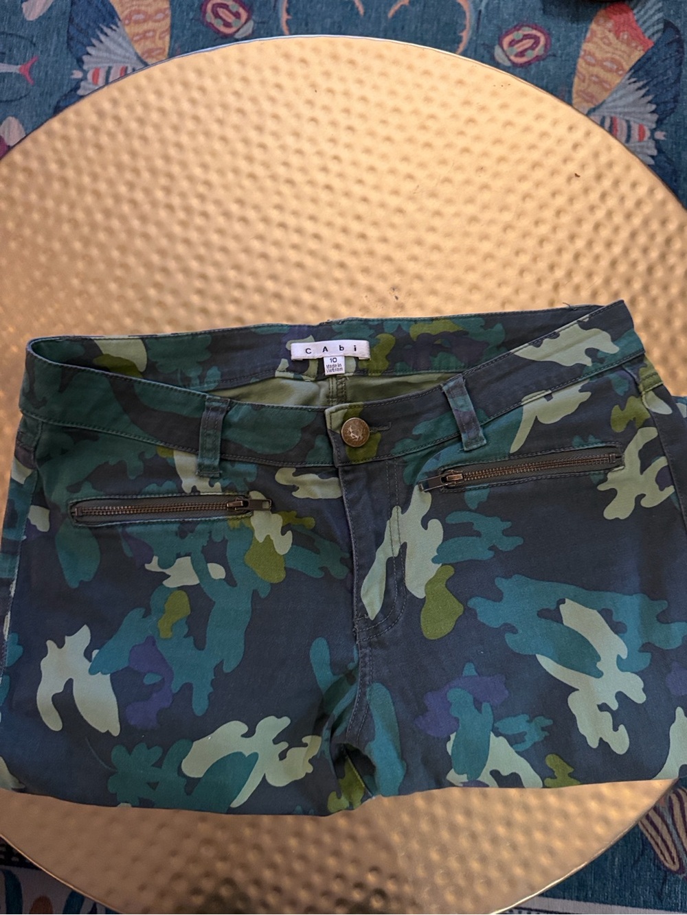 CAbi Skinny Jeans in Green, Olive and Navy Camo